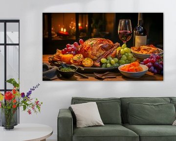 Thanksgiving table decoration with grapes and wine by Animaflora PicsStock
