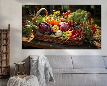 Basket with vegetables from the farm on the wooden table by Animaflora PicsStock