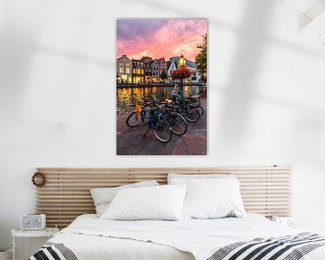 Leiden - Cyclisme sur le Rhin silencieux avec coucher de soleil (0041) sur Reezyard