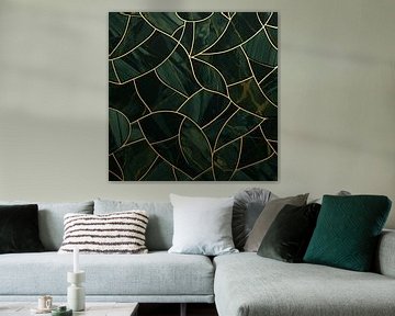 Art Deco Elegant Gatsby: Natuur in Lood Raam Marmer & Goud van Surreal Media