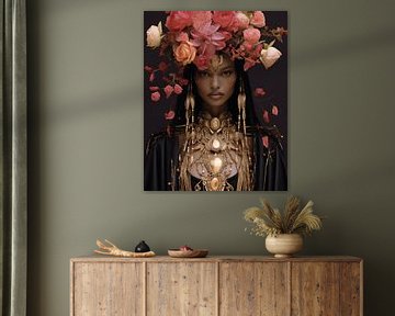 Modernes Porträt "Blumenmädchen" von Carla Van Iersel