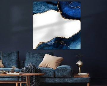 Marineblau & Gold Achatstruktur 25 von Aloke Design