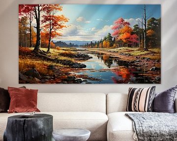 abstrakte Malerei Herbst im Wald Hintergrund von Animaflora PicsStock
