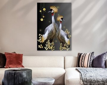 Kraanvogels met gouden kuif van Postergirls