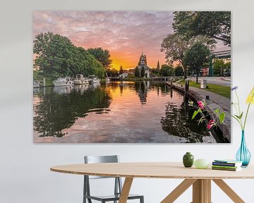 Leiden - The Zijlpoort and anchor park during a sunset (0069) by Reezyard