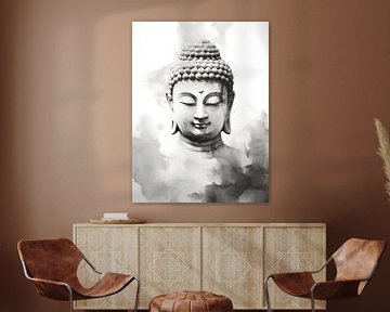 Buddha waterverf tekening van Moody Mindscape