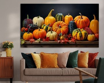 Various pumpkins with autumn leaves as decoration by Animaflora PicsStock