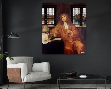 Anthony van Leeuwenhoek with Vermeer View of Delft by Miauw webshop