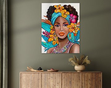 Caribische vrouw van Happy Paintings