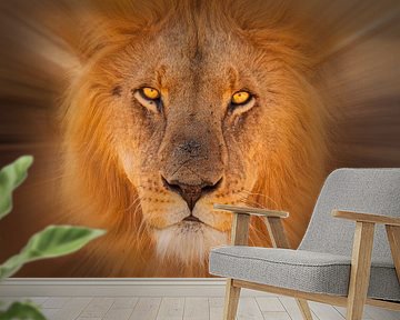 Gestileerd portret van een mannetjes leeuw (Panthera leo) van Chris Stenger