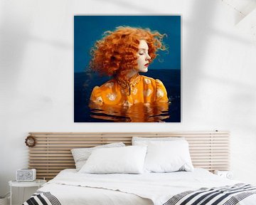 Digital art portret in oranje tinten:  van Carla Van Iersel