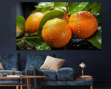 Organic orange on an orange tree with water drops by Animaflora PicsStock