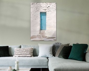 Maison blanche porte bleue Mykonos | Grèce Photo Print | Photographie de voyage colorée sur HelloHappylife