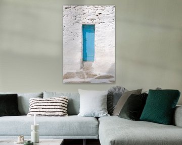 Maison blanche porte bleue Mykonos | Grèce Photo Print | Photographie de voyage colorée