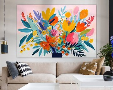 Stilleven, Bloemen in Vaas, Modern Abstract van Caroline Guerain