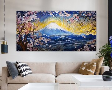 Mount Fuji omringt door Sakura Bloesem van Whale & Sons