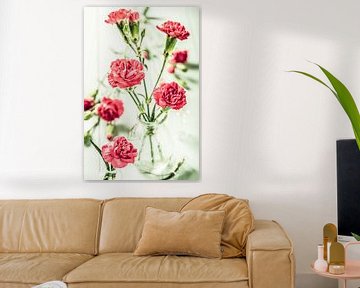 Rosa Nelkenblüten in Glasvase von Iryna Melnyk