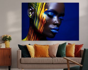 Modernes Porträt in Neonfarben "Colour your life" von Carla Van Iersel