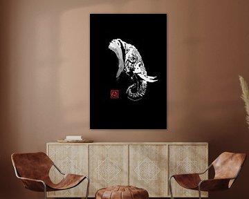 elephant profile in black