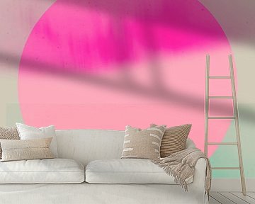 Neon-Kunst. Bunte minimalistische geometrische abstrakte in rosa, grün, beige von Dina Dankers