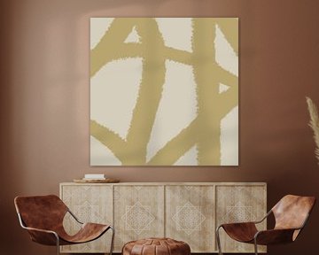 Modern abstract art. Lines in pastel colors. Light gold on beige by Dina Dankers