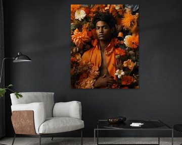 Digitales Kunstporträt: "Ich liebe Orange" von Carla Van Iersel