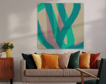 Pop of colors. Neon art. Abstract lines in green and pink by Dina Dankers