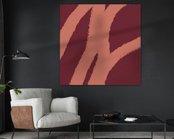 Moderne abstracte kunst. Lijnen in heldere kleuren. Terracotta en donkerrood. van Dina Dankers