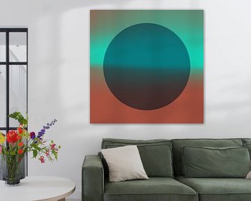 Neon kunst. Kleurrijk minimalistisch geometrisch abstract in bruin, blauw, groen van Dina Dankers