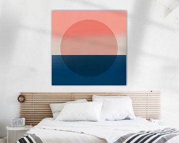 Neon-Kunst. Bunte minimalistische geometrische abstrakte in blau, rosa, terra von Dina Dankers