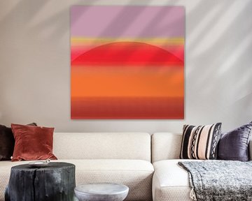 Neon kunst. Kleurrijk minimalistisch geometrisch abstract in lila, rood, terra, oranje van Dina Dankers