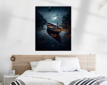 Boot bij nacht van fernlichtsicht
