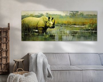 Painting Rhinoceros by De Mooiste Kunst