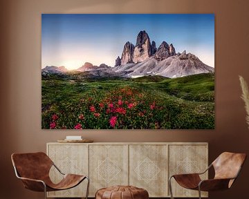 Morning atmosphere at the Three Peaks in the Dolomites