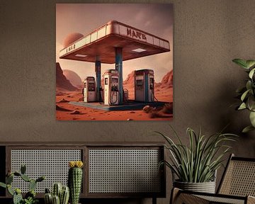 Retro-Tankstelle auf dem Mars von Gert-Jan Siesling