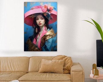 Beautiful Woman With Pink Hat by But First Framing