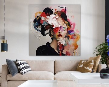 Colourful modern and abstract portrait by Carla Van Iersel
