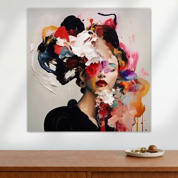 Colourful modern and abstract portrait by Carla Van Iersel