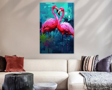 Botanische Flamingos von Bianca ter Riet