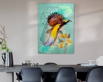 Bird of paradise with vintage postcard by Postergirls