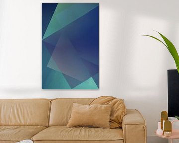 Neon kunst. Kleurrijk minimalistisch geometrisch abstract kleurverloop in groen en paarsblauw van Dina Dankers