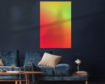 Neon kunst. Moderne abstracte minimalistische kunst. Kleurverloop in rood, oranje, geelgroen van Dina Dankers