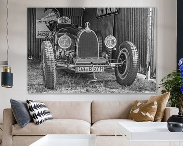 Bugatti Type 35, voiture de course classique en noir et blanc sur Sjoerd van der Wal Photographie