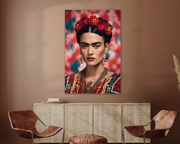 Frida - Fleurs rouges sur Digital Corner