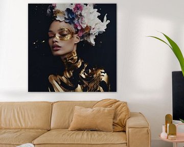 Colourful portrait "Golden girl" by Carla Van Iersel