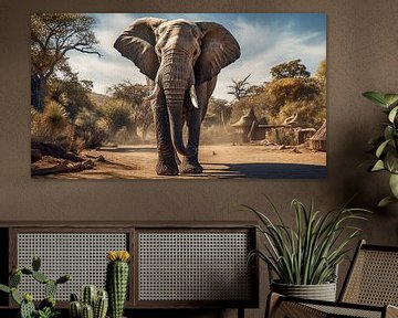Eléphant dans la savane en Afrique sur Animaflora PicsStock