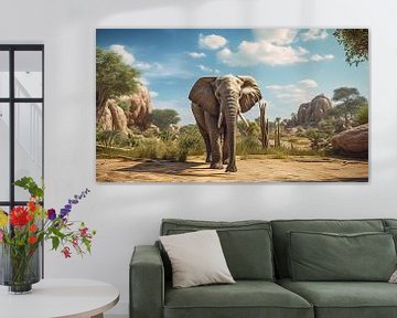 Elephant in the savannah landscape in Africa by Animaflora PicsStock