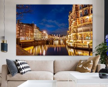 Amsterdam illuminated bridges at the Amstel river and Muntplein by Sjoerd van der Wal Photography