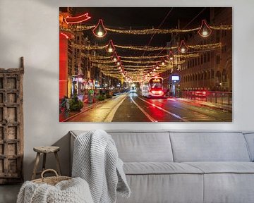 Amsterdam Damrak shopping street with Christmas decorations by Sjoerd van der Wal Photography