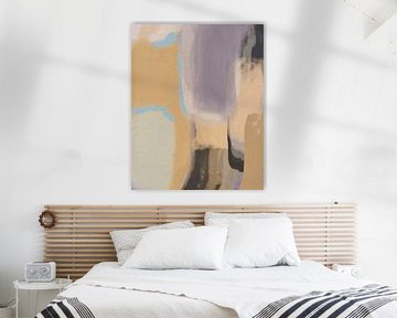 Modern abstract contemporary art in pastel colors. Beige, brown, purple, taupe and blue. by Dina Dankers